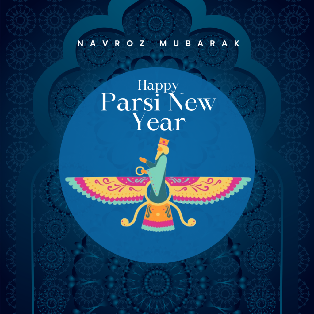 Blue Decorative Parsi New Year Navroz Greeting Instagram Post